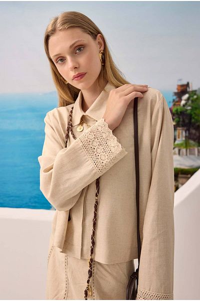 HEQA Lace Leinen Skirt Suit