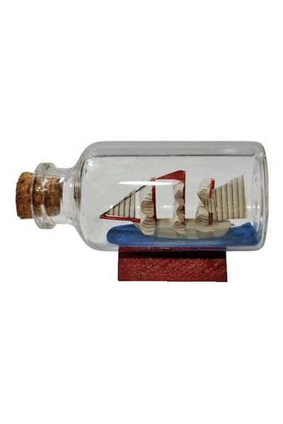 OEM Model Ship in Glass Bottle on Wooden Stand, Nautical Marine Decor, 7 cm