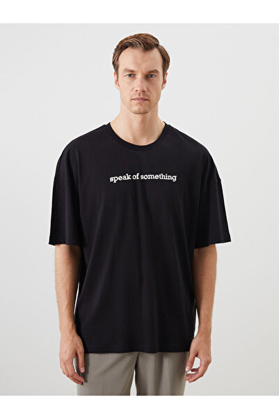 LC Waikiki Ανδρικό μπλουζάκι LCW ECO Crew Neck με στάμπα από βαμβακερό χτενισ...