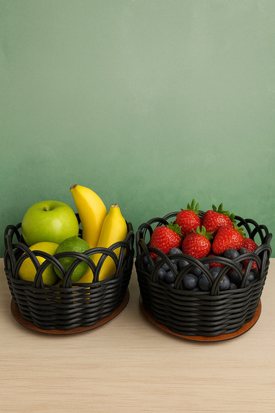 RaddanCore مجموعة السلة البيضاوية السوداء - قطعتان |   100% صناعة يدوية وإنتا...