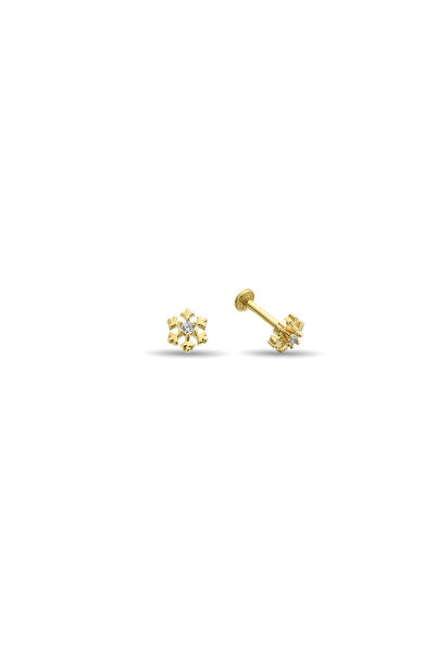 SESERA Taşlı Kar Tanesi Altın Tragus Piercing
