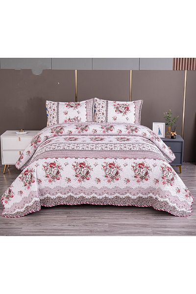 FIONNA.RO 2-Sided Quilted Cotton Blanket - Flower Bouquets
