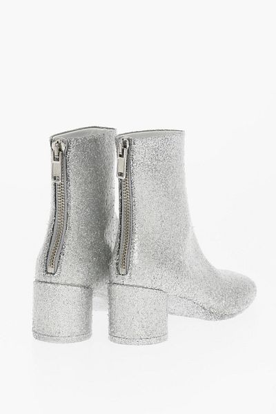 Maison Margiela Mm6 Square-Toe Glitter Booties 6Cm