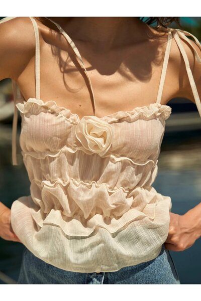 Lefon Rose Detailed Strap Blouse