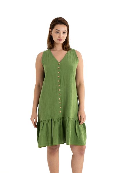 PANCHY CANKY Muslin Thick Strap Detailed 100% Cotton Midi Dress