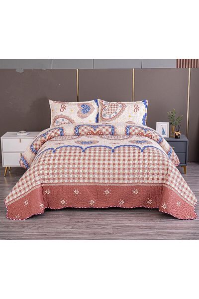 FIONNA.RO 2-Sided Quilted Cotton Blanket - Retro Hearts