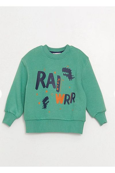 Calimera Kids Green Crew Neck Long Sleeve Printed Baby Boy 2-Piece Set