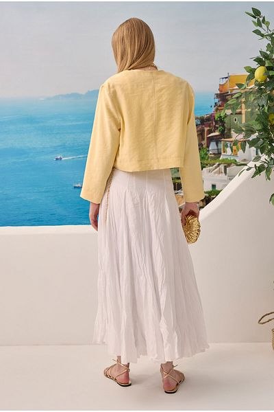 HEQA Waist Fitted Flounce Skirt White
