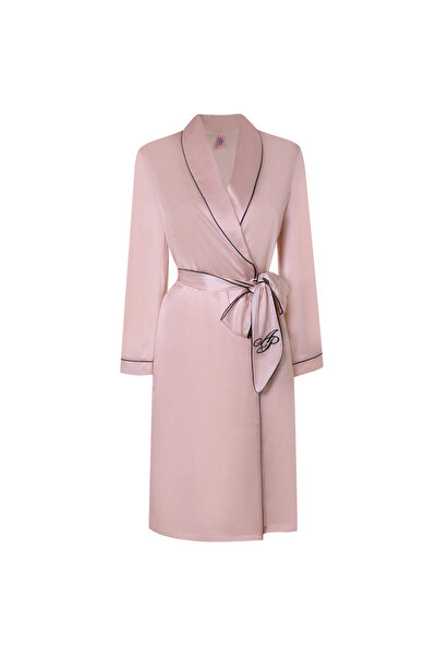 Agent Provocateur Classic Pink Silk Dressing Gown by Agent Provocateur - Elegant Nightwear with Contrast Piping