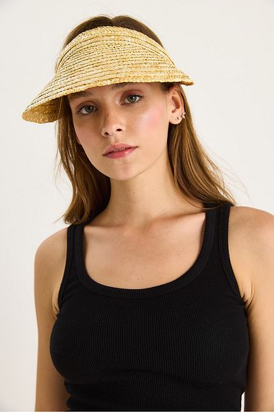 Bianco Lucci Women's Straw Visor Hat 14708 60801011