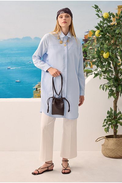 HEQA Robe Verev Striped Shirt Light Blue