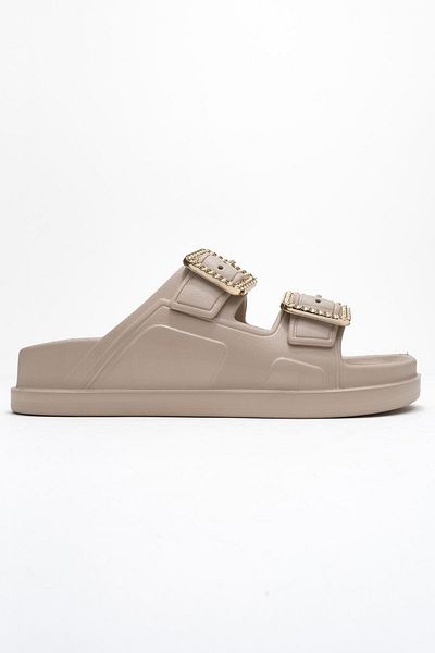 CCWAY AYAKKABI Women's Strappy Buckle Slippers Capicino
