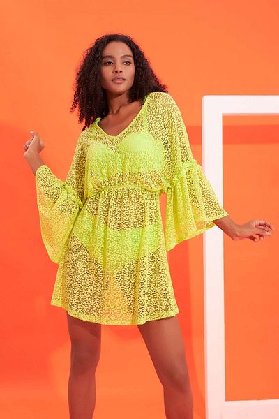 NBB Green Lace Gathered Waist Dress Pareo