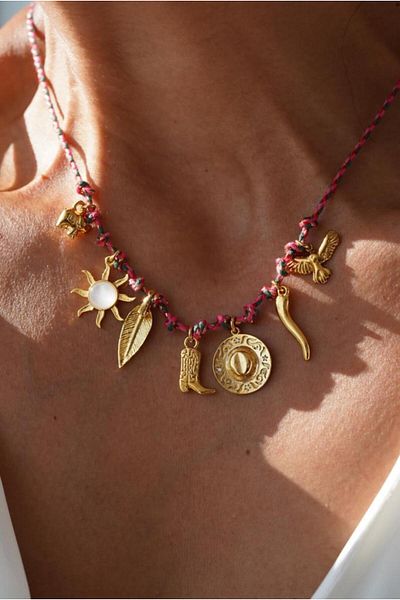 AŞIK ACCESSORIES Lucky Themed Drawstring Charm Necklace