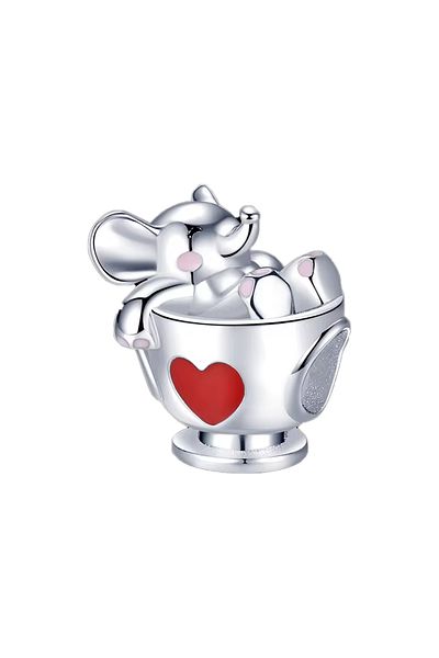 Fubena Heart Cup Elephant Bead Silver Charm