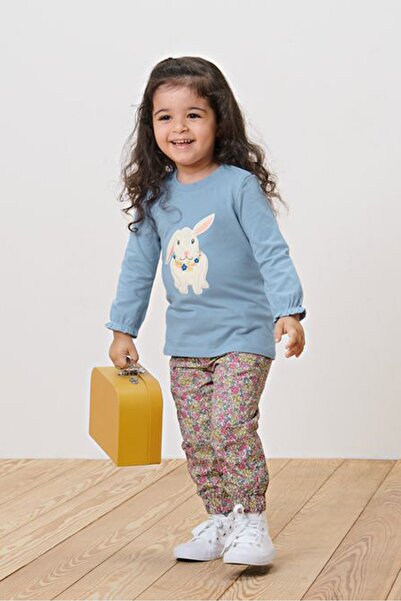 Tchibo Kids Girl 2 Pc Floral Printed Top, Blue/Pink Combo