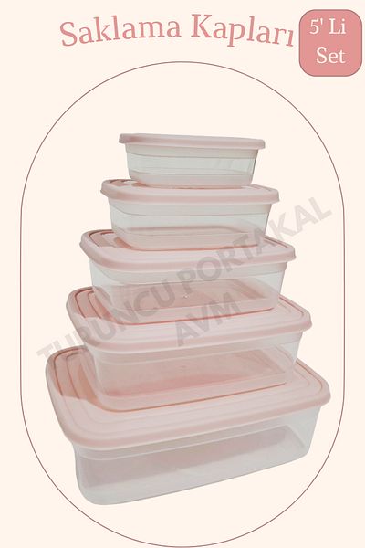 Turuncu Portakal Storage Container with Lid (Set of 5) Kitchen Organizer Rectangular Organizer
