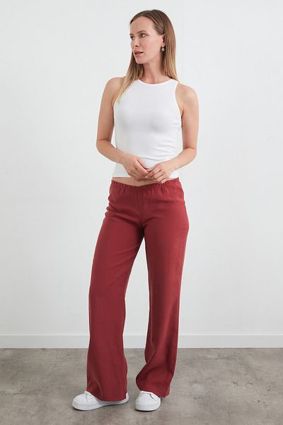Fulla Moda Elastic Waist Low Waist Modal Palazzo Trousers