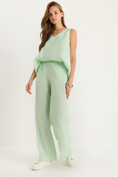 Bianco Lucci Women's V-Neck Strap Blouse Palazzo Pants Bottom-Top Set 3142 60283115