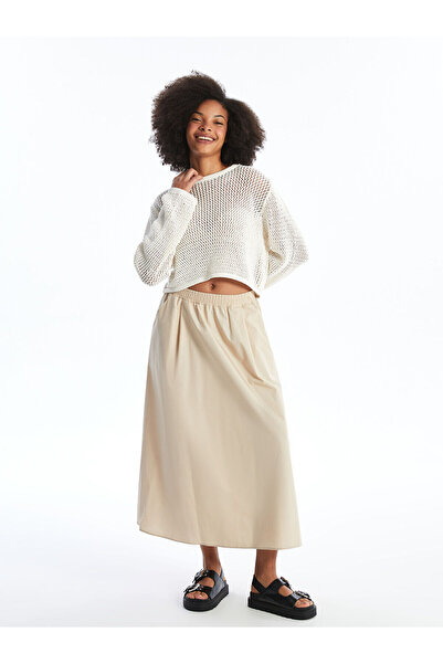 LC Waikiki Nevavm Women's Straight A-Line Skirt with Elastic Waist and Contrast