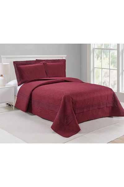 FIONNA.RO 3-Piece Quilted Cotton Blanket UNI - Bordeaux