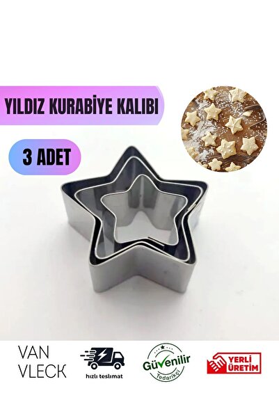 VAN VLECK Yıldız Şekilli Kurabiye Kalıbı – Metal Kek ve Hamur Kalıbı, Şeker H...