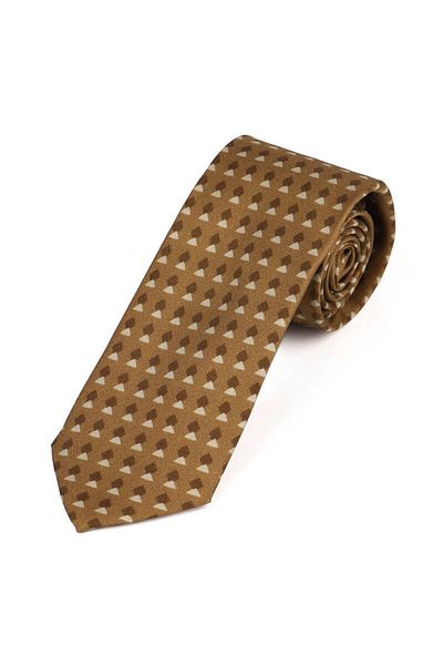 Bursa İpek Gold Patterned Silk Tie Set