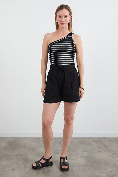 Fulla Moda Plaid Linen Look Shorts with Tie Waist