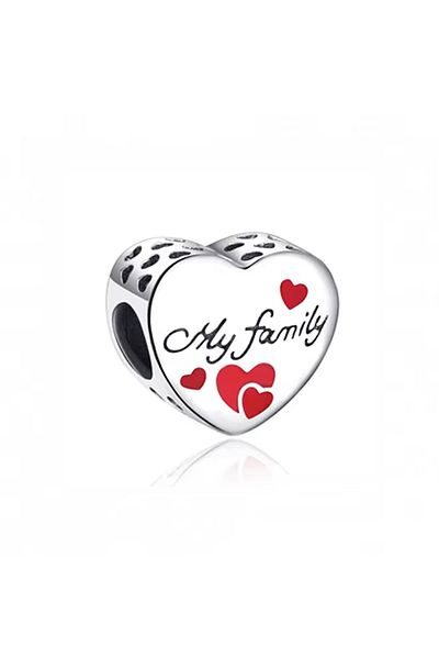 Fubena My Family Written Heart Bead Charm