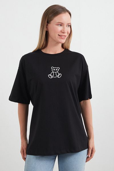 Fulla Moda Tricou oversize cu imprimeu ursuleț