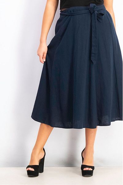 Tchibo Women Plain Midi Skirt, Navy Blue
