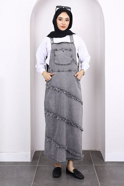 İmajButik Τζιν Gilet με καπνιστή φούντα και λεπτομέρεια τσέπης
