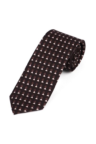 Bursa İpek Bitter Brown Patterned Silk Tie Set