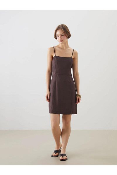 LC Waikiki Μίνι φόρεμα Xside Heart με λαιμόκοψη από λινό μείγμα (S5)