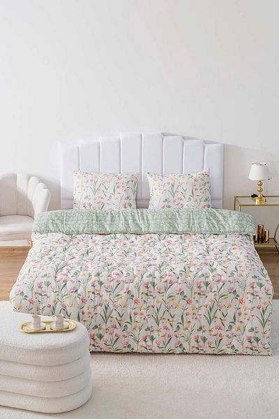 Rivaİstanbul Botanical Double Sided Daisy Quilted Quilt 200X215 cm