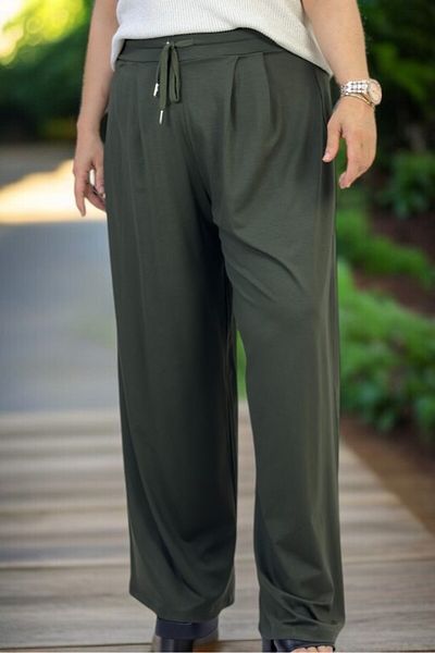 yagmurberen Ful Lycra Front Back Pleated Waist Elastic Wide Leg Large Size 2 Thread Combed Cotton Pants