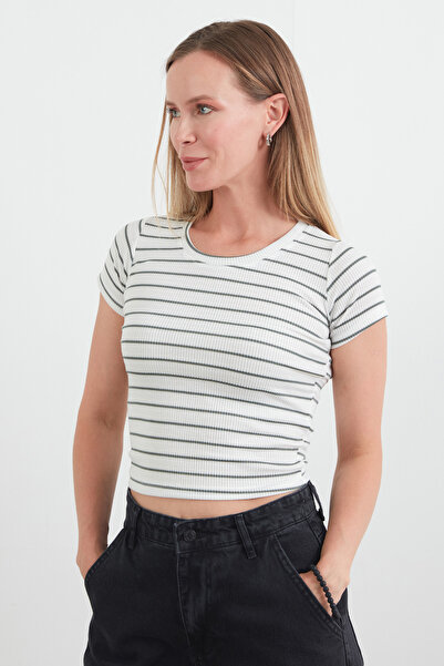 Fulla Moda Μπλουζάκι με ριγέ κοτλέ