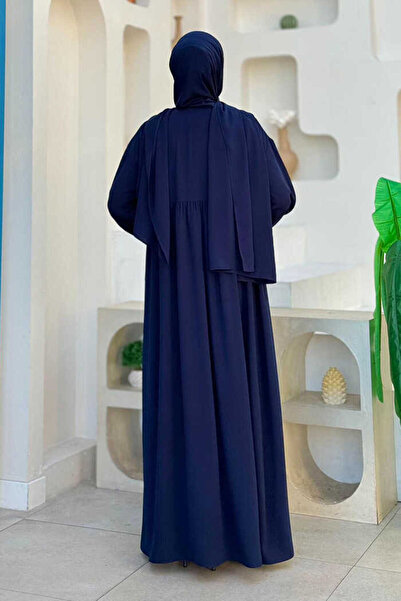 Bym Fashion Φόρεμα προσευχής με διπλό στήθος με σάλι 6027 Navy Blue