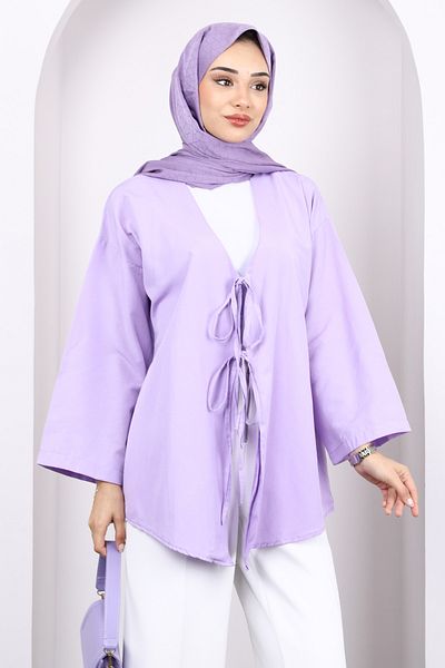 İmajButik Lilac Front Tie Kimono Tunic