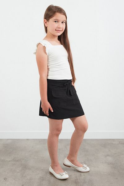 Fulla Moda Girl's Skirt with Tie Waist and Double Pockets