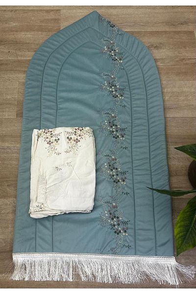 smart home Embroidered sponge padded prayer rug set with embroidered prayer sheet. Excellent soft cool material that provides you with comfort.