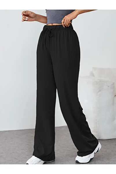 LOSSİA بنطلون رياضي نسائي أسود فضفاض مقاس كبير ذو قصة فضفاضة عالي الجودة من ا...