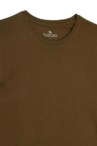 Tudors Unisex Slim Fit Slim Fit 100% Cotton Soft Textured Khaki Crew Neck T-Shirt