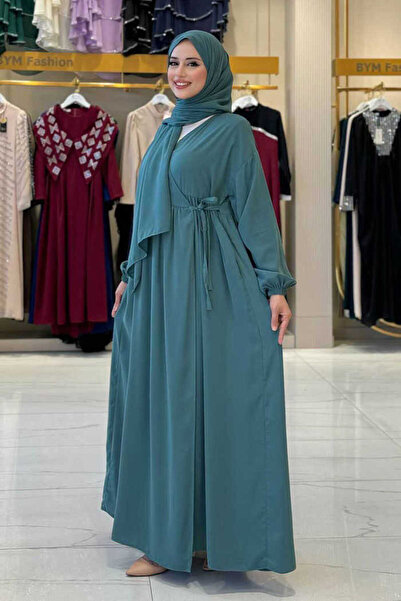 Bym Fashion Φόρεμα προσευχής με διπλό στήθος με σάλι 6027 Mint