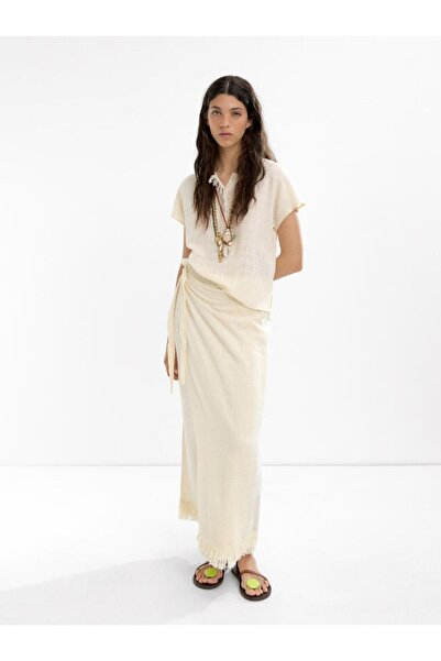 PARFOIS Keten ve Pamuk Karışımlı Etek