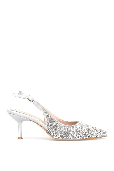 Ayakkabı Fuarı Elit PM486 K210-1 Pantofi cu toc Stone Classic pentru damă, argintiu