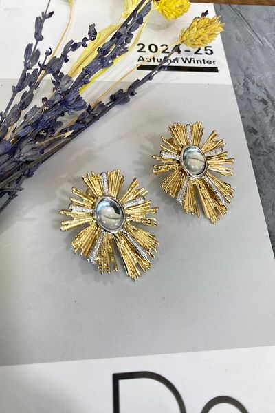 İthal 1525 Imported Silver Stone Earrings