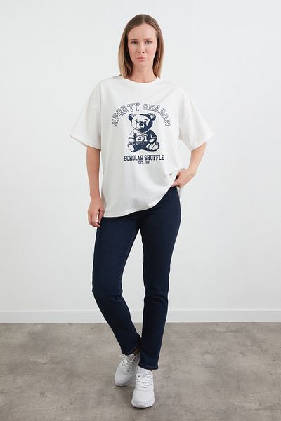 Fulla Moda Teddy Bear Printed Oversize T-Shirt