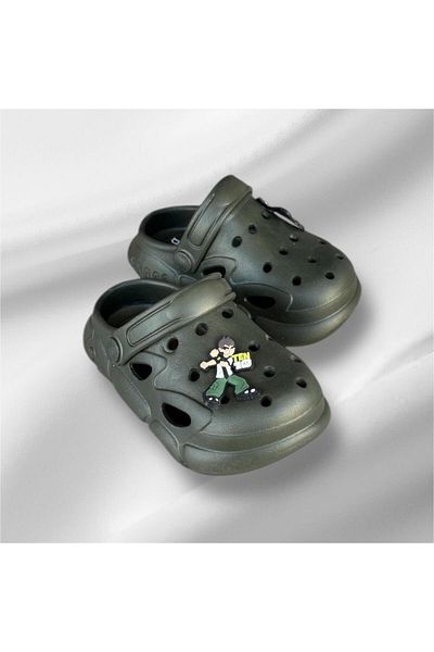 AkınalBella Boy Khaki Soft Soft Sole Closed Front Slippers Sandals