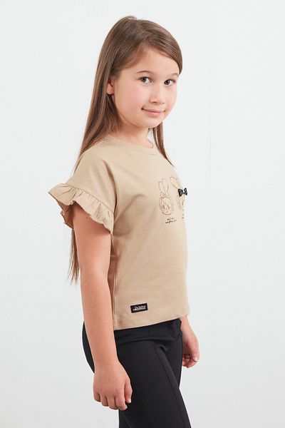Fulla Moda Μπλουζάκι για κορίτσια με βολάν με στάμπα Rabbit